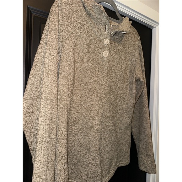 COLUMBIA Hoodie Women's Large Melange Pattern Half Button Closure Long Sleeve - Picture 4 of 7